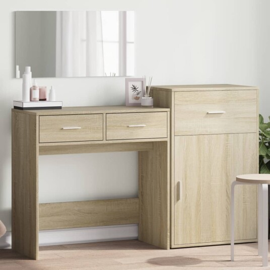 Sminkebordsett 3 deler sonoma eik konstruert tre 3276520