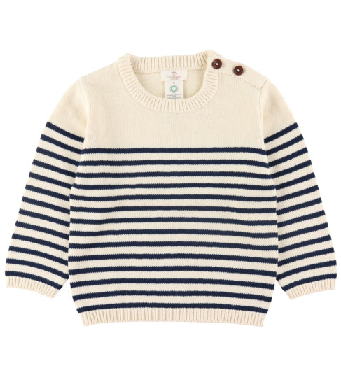Copenhagen Colors Cream Navy Combi Strikket Striped Sailor Sweater 110
