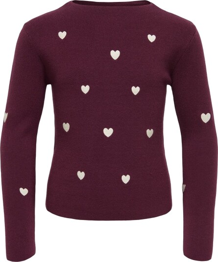 Kids Only Genser Strikk KogHearts Vinsmaking/Hegre Kids Only 13 14 år (158 164) Genser Bordeaux Hvit