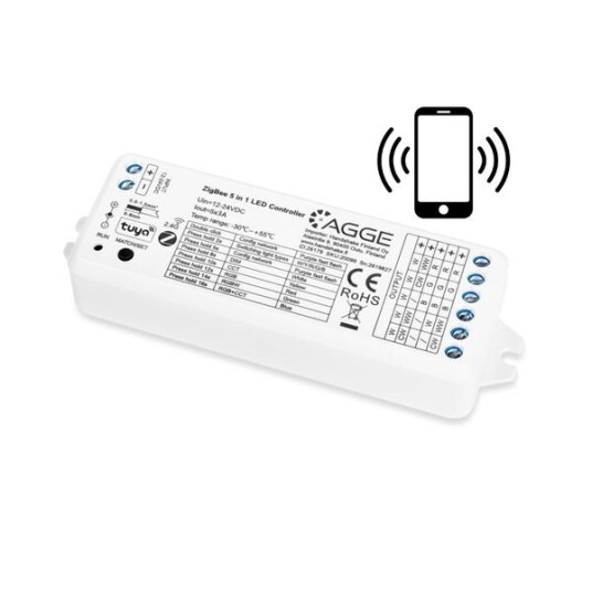 Driver til LED stripe AGGE 5 i 1 Colour Controller Zigbee + RF 2,4 GHz Kun driver