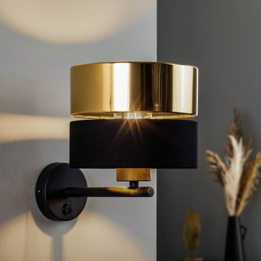 TK Lighting Hilton vegglampe svart/gull