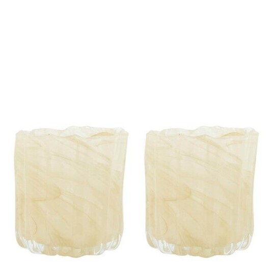 House Doctor Curl lysestake i håndlaget glass 2 stk beige House Doctor Curl lysestake i håndlaget glass 2 stk beige