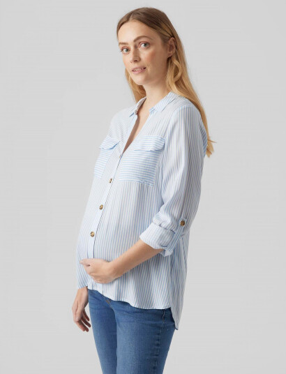 Vero Moda Maternity Vmmbumpy L/S Shirt New Noos - Blue - XS