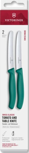 Victorinox Swiss Classic bølget tomat og bordkniv 11 cm 2 pakning grønn