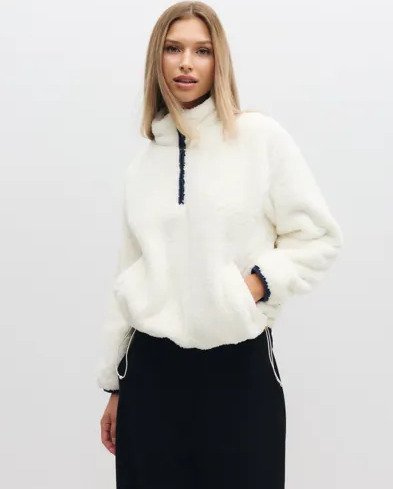 Levi's Hvit Atwood Sherpa 1/4 ZIP Zip