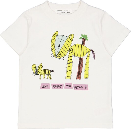 Green Cotton x WWF T skjorte   Balsam Cream m. Tiger   Green Cotton   7 år 122   T skjorte   Hvit