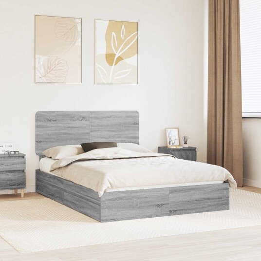 Seng med Oppbevaring Grå Sonoma 140 x 200 cm Konstruert tre Seng med Oppbevaring Grå Sonoma 140 x 200 cm Konstruert tre