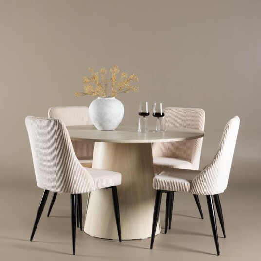 Spisegruppe Venture Home Lanzo Ø120 med 4 stk Leone Stoler
