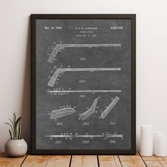 Patenteskisse Plakat Hockey Stick