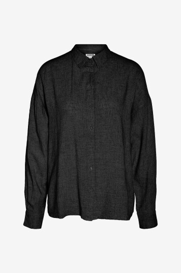Noisy May Curve Skjorte nmLeilani L/S Loose Shirt Wvn Curve Svart