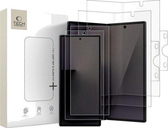 Tech-Protect Beskyttelsessett: 2x Glass Fit+ Herdet Glass + 2x Hydro Flex+ 4-i-1 Hydrogel for Samsung Galaxy Z Fold8 Ultra