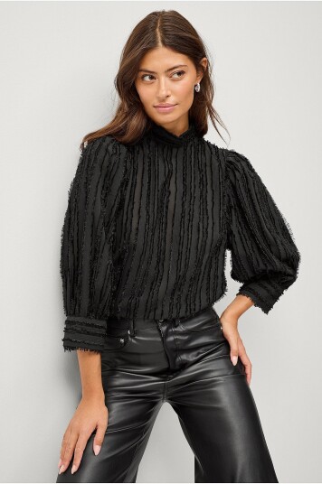 Ellos Collection - Bluse med puffermer - Svart Ellos Collection - Bluse med puffermer - Svart