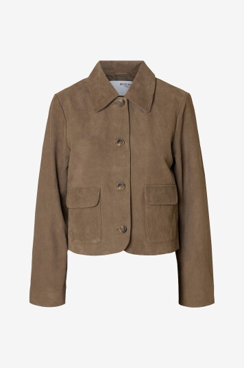 Selected Femme Semsket jakke slfKaya Suede Grå