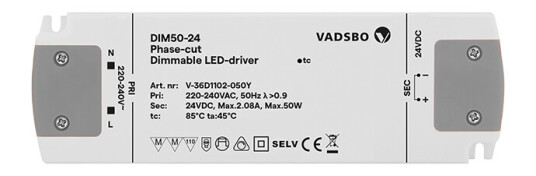 Vadsbo Dimbar Trafo DIM 50W/24Vdc