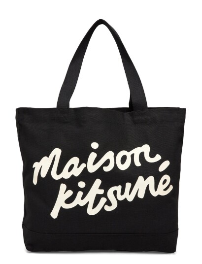 Maison Kitsune Maison Kitsune Handwriting Tote Black TU Maison Kitsune Maison Kitsune Handwriting Tote Black TU