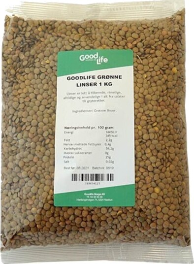Goodlife grønne linser 1 kg