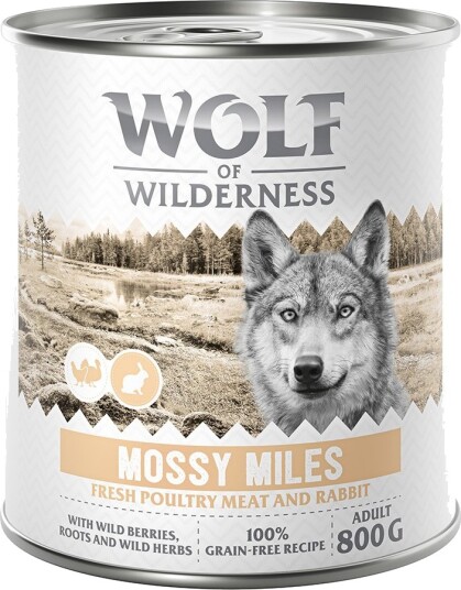 Wolf Of Wilderness Våtfôr Adult Mossy Miles Fjærkre Med Kanin 6 X 800 G