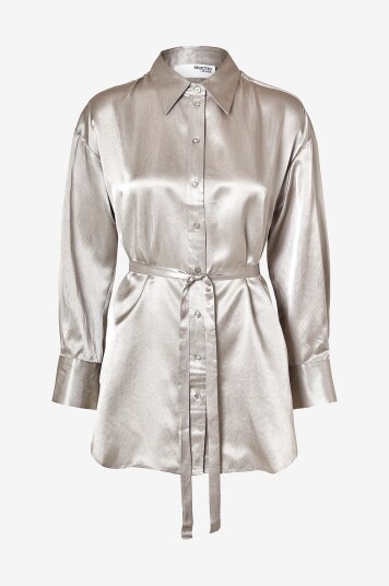 Selected Femme Lang skjorte slfSelene LS Shirt B Grå