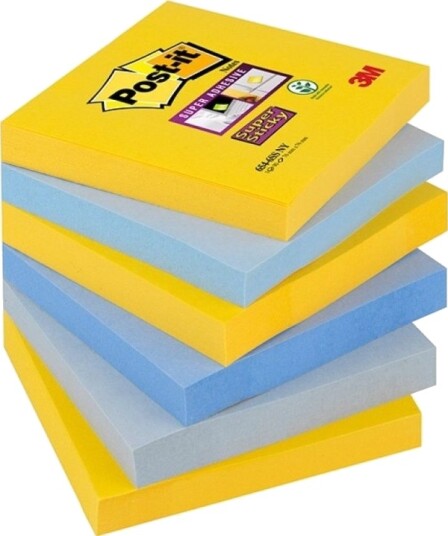 Post It Selvklebende Kort Super Sticky 654 6Ss Ny 76X76 Mm 6X90 Ark New York