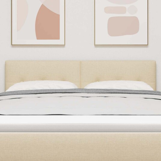 LED Hodegavl Med Knapp Tufting Krem 72 cm Stoff