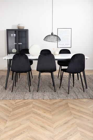 Venture Home Spisegruppe Jimmy med 6 Polar spisestoler Hvit Venture Home Spisegruppe Jimmy med 6 Polar spisestoler Hvit
