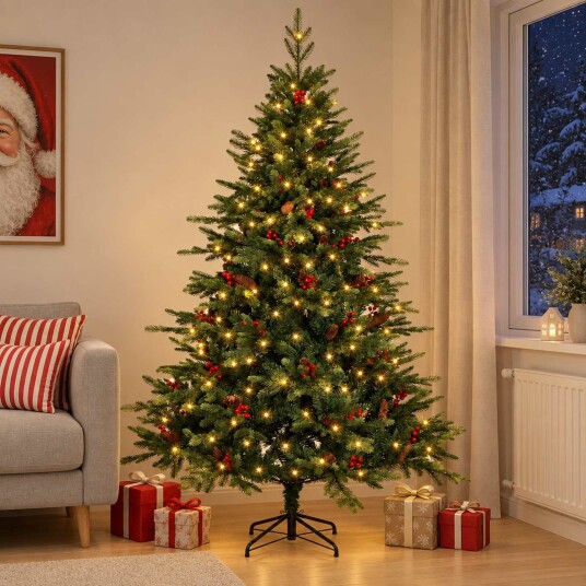 vidaXL Kunstig sammensatt juletre 180 cm 300 LED-lys Varmhvit