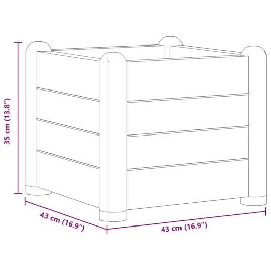 vidaXL Høybed PP hvit 43x43x35 cm