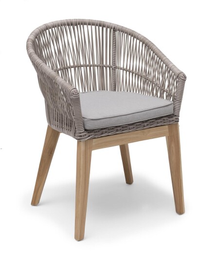 Hillerstorp Himmelsnäs lenestol Teak/grå kunstrotting med beige pute Natur Hillerstorp Himmelsnäs lenestol Teak/grå kunstrotting med beige pute Natur