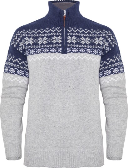 Gridarmor Women's Snøkrystall Half Zip Ullgenser Light Grey/Dark Navy/White Lt. Grey/Dk Navy/White M Gridarmor Women's Snøkrystall Half Zip Ullgenser Light Grey/Dark Navy/White Lt. Grey/Dk Navy/White M