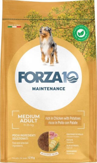 Forza10 Maintenance Dog Tørrfôr Forza10 Medium Maintenance Og Potet Sparepakke Kylling 2 X 12 kg