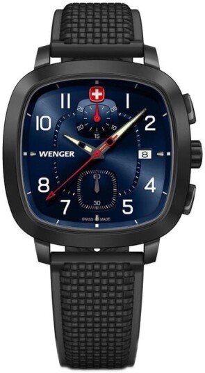 Wenger Herreklokke 01.1933.113 Vintage Blå/Gummi