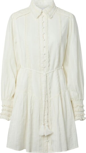 Y.A.S Somellie Long Sleeve Shirt Dress Hvit 40