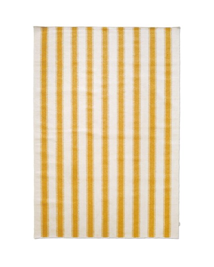 Stripes teppe off white/gul