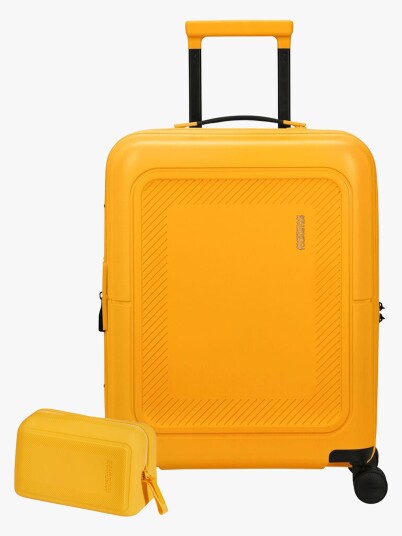 American Tourister Dashpop Koffert 41-47L &  Toalettmappe POP, Golden Yellow