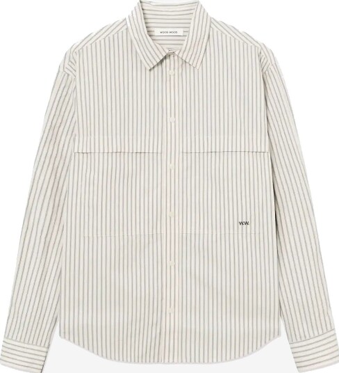 WOOD WOOD Wwcarter Shirt 25391 - SILVER BIRCH STRIPE - S