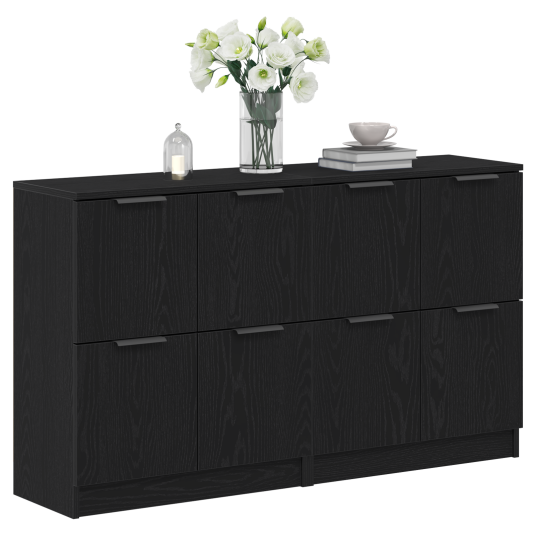 Sideboard Svart eik 180 x 30 x 70 cm Konstruert tre Sideboard Svart eik 180 x 30 x 70 cm Konstruert tre