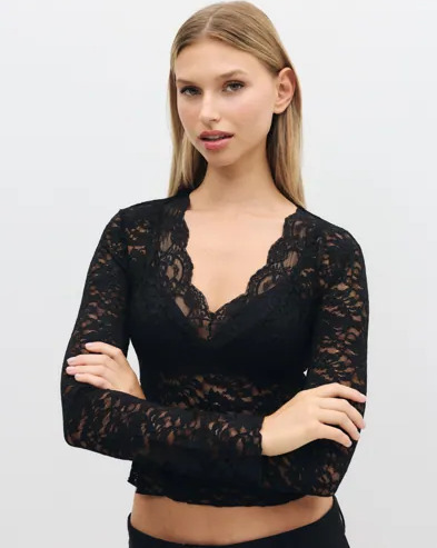 Only Svart Onlnikka L/S Lace Top Jrs Noos