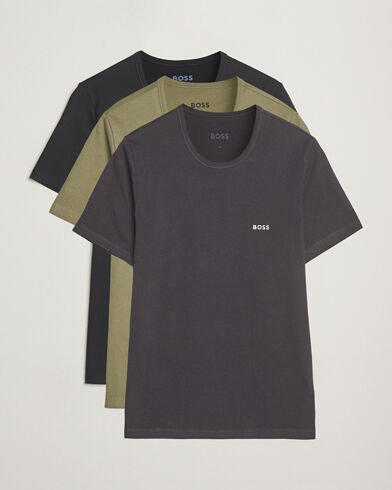 Boss BLACK 3 Pack Crew Neck T Shirt Grey/Green/Black