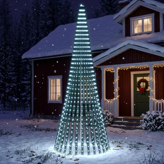 vidaXL LED juletre 370 cm 1008 LED-lys Kaldhvit Stål Grønn