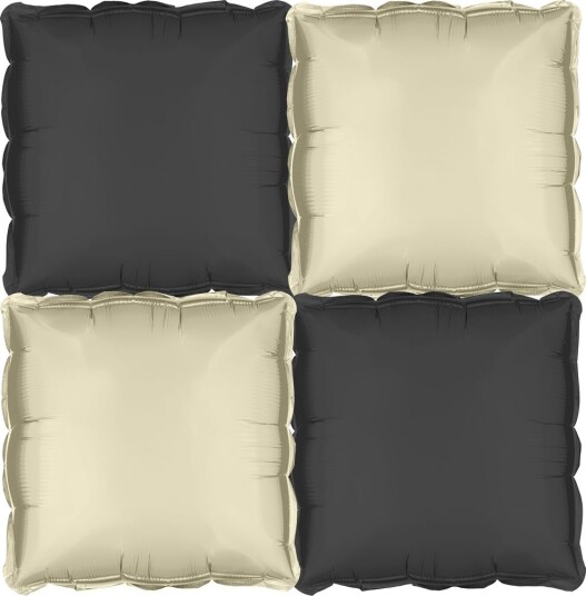 4 stk Tosidig Beige/Svart Firkantet Folie Ballong for Backdrop/Bakgrunn 35x35 cm