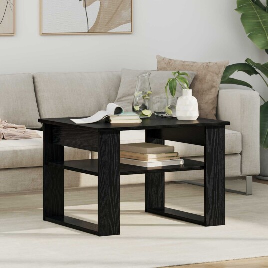 Kaffebord med lagring Svart Eik 64 x 54 x 44 cm Konstruert tre