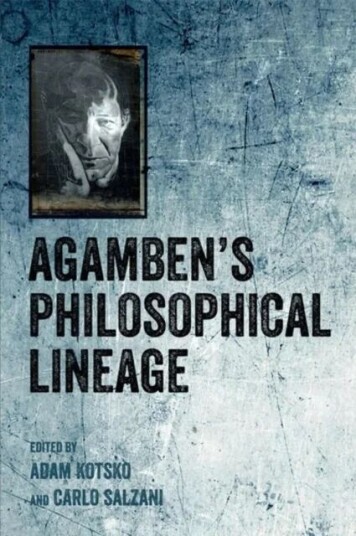 Agamben'S Philosophical Lineage Av Adam Kotsko, Carlo Salzani Agamben'S Philosophical Lineage Av Adam Kotsko, Carlo Salzani
