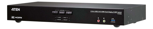 ATEN 2-Port True 4K HDMI Dual-View KVM Switch with Audio & USB 3.0 Hub