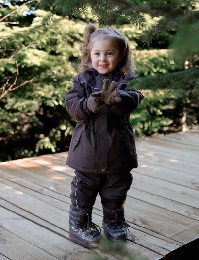 mikk-line Nylon Girls Jacket Solid Brown 104 mikk-line Nylon Girls Jacket Solid Brown 104