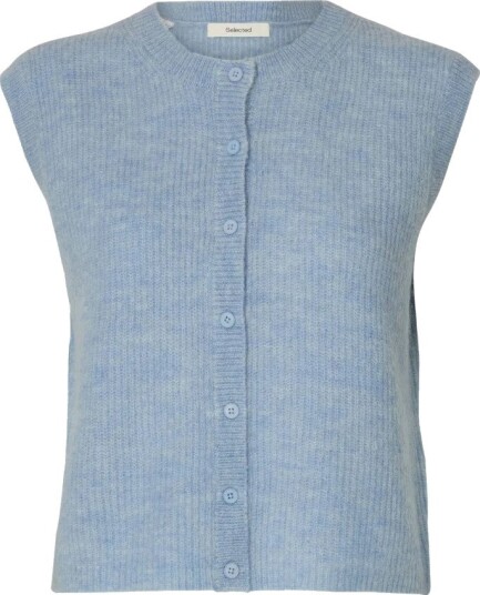 Selected Slflulu Sl Button O Neck Vest Noos Blue L