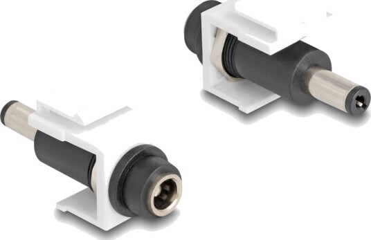 Delock Strømadapter 5,5 X 2,1 Mm Dc Jakk Hunn Til 5,5 X 2,1 Mm Dc Jakk Hann Keystone Jakk Hvit