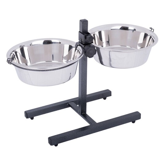Zooplus Exclusive Matbar Med 2 Skåler I Rustfritt Stål 2 X 2.8 L Ø 25 cm Høyde Opptil 50 cm
