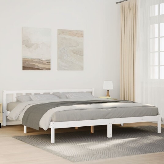  Ekstra lang sengeramme uten madrass hvit 180x210 cm heltre furu