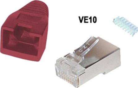 Shiverpeaks Bs72057-R-10, Rj-45, Metallisk, Rød, Cat5e/6, Gull, 10 Stykker