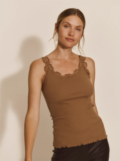Rosemunde Babette Silk Top With Lace Brun L